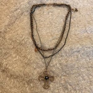 Betsey Johnson Layered Cross Necklace
